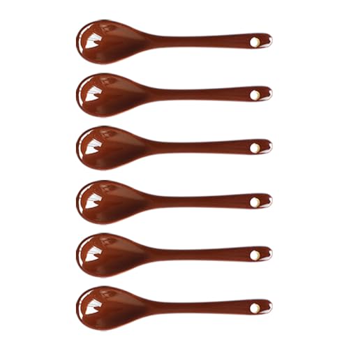Coffee 6 pcs Porcelain Egg Spoons Ceramic Spoons 4.7 inch Coffee Dessert Yogurt Tea Milky Tea - style: Coffee