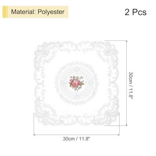 uxcell 2Pack Retro Lace Placemat 12x12-in Square Embroidered Table Place Mats French Crochet Doilies Coasters Cup Mat for Home Wedding, White - color: White