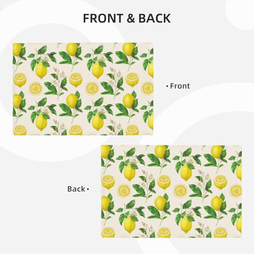 Yellow Lemons Floral Placemats Set of 6 12x18 Inch - color: Yellow Green, size: Set of 6