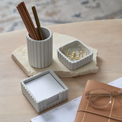 Modern Aesthetic Desk Accessories Set of 3 - Stylish Concrete Organizers - color: Gray