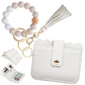Wristlet Wallet for Women with Keychain – RFID Card Holder Small Wallet Wristlet with Key Ring - color: Cream, style: Classic
