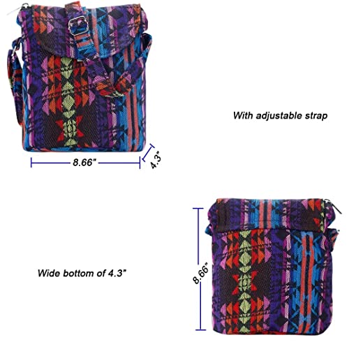 Satchel Saddle Pocket Swing pack Bag Collection Messenger Shoulder Bag Travel Purse Wallet - color: Purple Line