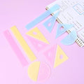 BAYTORY 12Pcs Transparent Ruler Set, Shatterproof Colorful Acrylic Rulers, Clear Lightweight Geometry Set, Student Stationery Measuring Tool, for School and Office (Macaroon Colors)