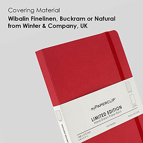 myPAPERCLIP Limited Edition A5 Ruled Notebook | 192 Pages, 100 GSM, Soft Cover, A5 (5.83 × 8.27 in) | Flat Lay | Bookmark & Elastic Closure | Ruby - color: Ruby, style: Ruled