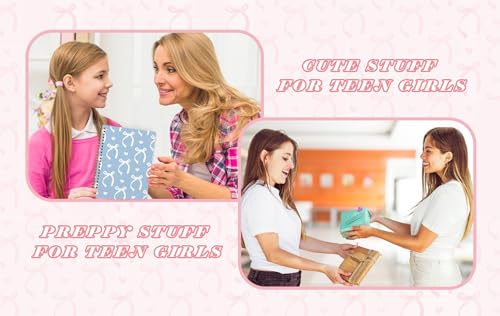 QUICQOD Preppy Blue Bow Spiral Notebook for Teen Girls 5.5x8.3 Inch - color: Blue2