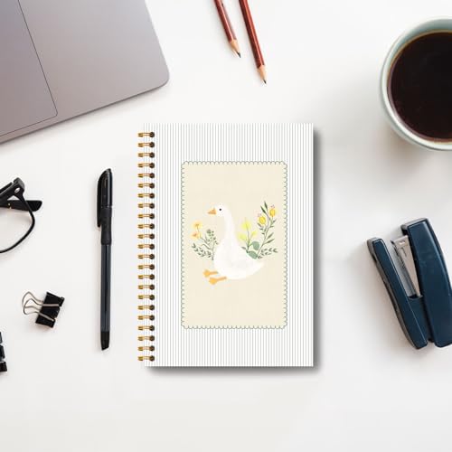 Guymn Cottage Core Floral Goose Notebook, Sage Green Vintage Goose Journal for Kids Girls, Geese Animal Lover Gifts Hardcover Spiral Notebooks Journals 5.5x8.3 Inch - color: Section 14