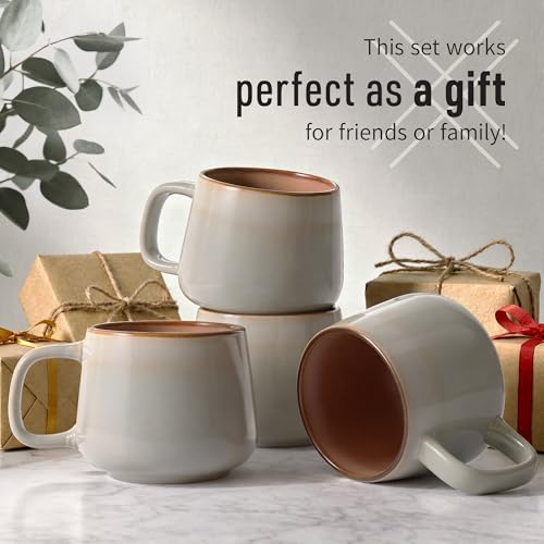 Ava Nord Small Stoneware Ceramic Coffee Mugs Set of 4 | 6 oz | Sage Ash - color: Sage Ash, size: 6 Oz