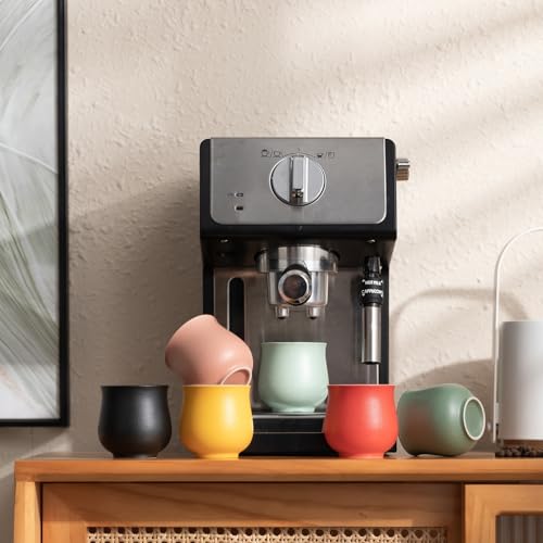 4-Oz Ceramic Espresso Cups Set - Multi-Color, Handle-Free Design for Home & Cafe | Dishwasher-Safe Stoneware Cups (pink, 4) - color: Pink, size: 4