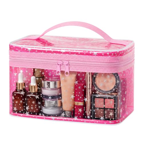 Star Clear Makeup Bag, Waterproof Travel Cosmetic Bag Toiletry bag,Pink - color: Pink