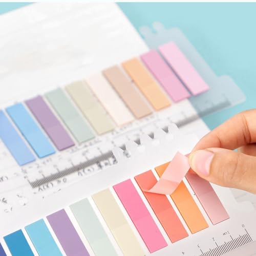 8PACK Sticky Tabs, Transparent Sticky Notes Flags Pastel Book Tabs Writable Annotation Tabs Morandi Page Markers Clear Index Tabs with Ruler Translucent Index Stickers for Books Office Supplies