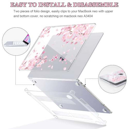 Cherry Blossom Protective Case for 2026 MacBook Neo 13 Inch A3404 - color: Cherry Blossom & Butterfly