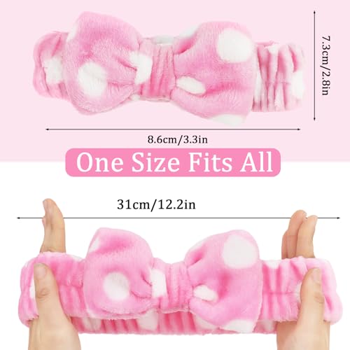 10 Pack Pink Dot Soft Spa Headbands Bulk for Women Girls - color: Multicolor 03