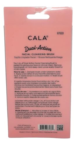CALA Dual-Action Facial Cleansing Brush, Iridescent Pink, Soft Silicone and Microfine Bristles