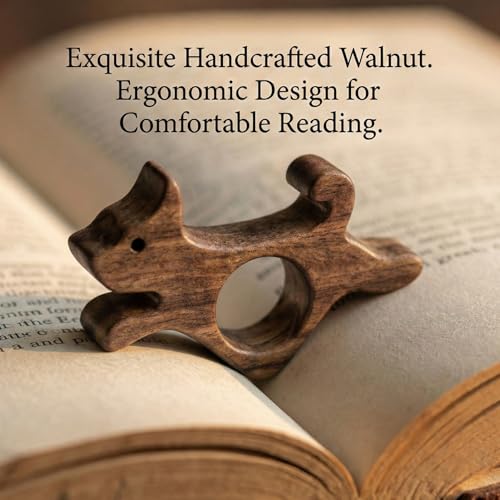 Large Dog Book Page Holder, Walnut Wood Thumb Bookmark for Reading, Smooth Finish Book Holder - Ideal Book Lover Gifts, Bookish Gifts & Reading Accessories - size: Large
