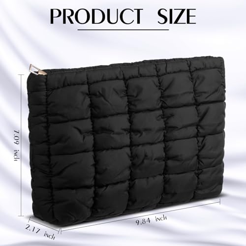 Hillban 1 Pcs Black Puffy Quilted Makeup Bag, Classic - color: Black, size: Classic