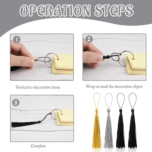 100 Pcs Bookmark Tassels Bulk Gold Silver Black Soft Craft Silky Handmade Mini Tassels for Jewelry Making with Loops for DIY Craft Accessory Dress Decoration - color: Gold Silver Black