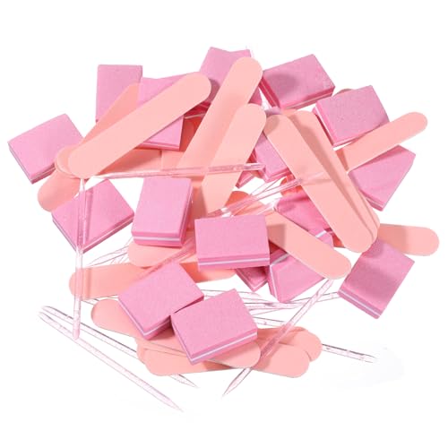20 Sets Disposable Manicure Kit, Mini Nail Files Disposable Cuticle Pusher Stick Mini Buffer for Press on Nails Double Sided Nail Files Manicure Tools
