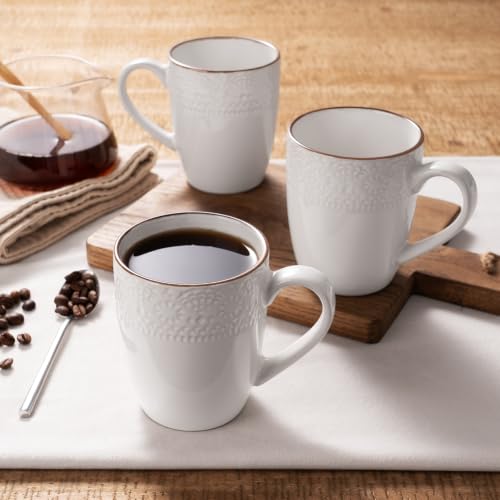 famiware Eden Coffee Mugs Sets of 8, 12 oz Ceramic Stoneware Mug Cup Set - color: White Floral, size: 8pcs