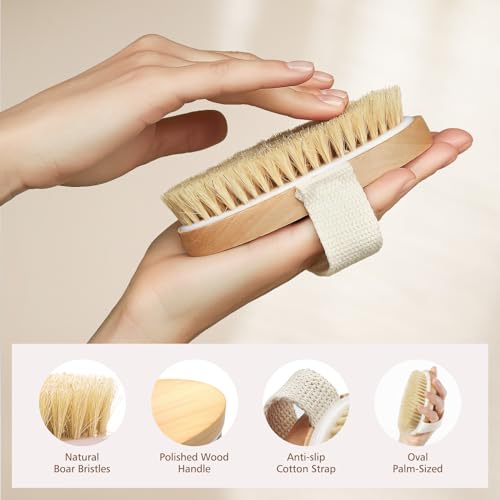 POPCHOSE Dry Brush for Lymphatic Drainage, Dry Brushing Body Brush - size: 1 Count (Boar Bristles)