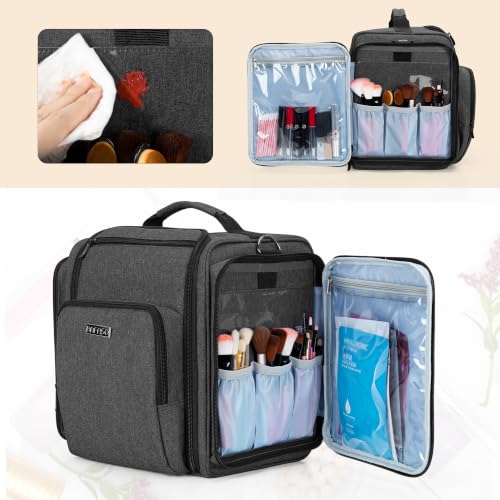 BAFASO Makeup Bag Cosmetic Bag with 4 Inner Removable Pouches, Black - color: Black