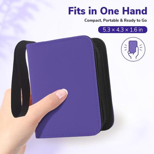 1 Pocket Card Binder with Zipper, 100 Pockets Mini Trading Card Album, Premium PU Leather Single Card Binder, Small Display Folder for TCG & Sports Cards - color: Purple, size: 1-Pocket