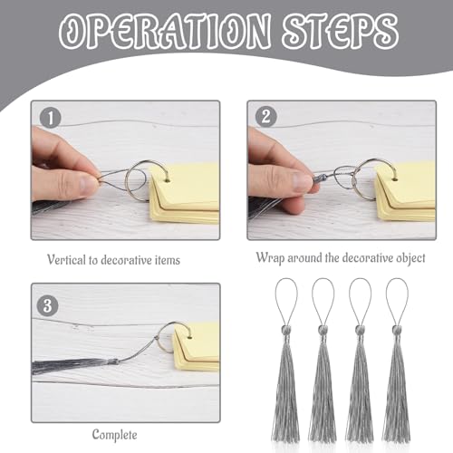 100 Pcs Bookmark Tassels Bulk Silver Gray Soft Craft Silky Handmade Mini Tassels for Jewelry Making with Loops for DIY Craft Accessory Dress Decoration - color: Silver Gray