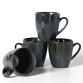 famiware Coffee Mug Set of 4, Ocean Round 11.5oz Coffee Cup Set with Handle - color: Ocean Round-Deep Forest, size: 4pcs