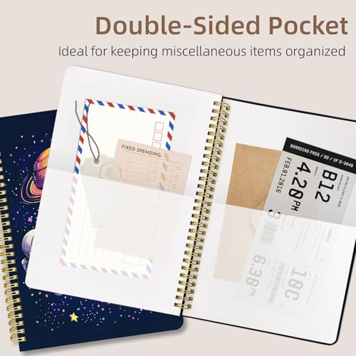 Cute Spiral Notebook Lined Journal B5 Note Book with Pocket, Space - color: Astronaut