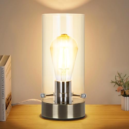 Bedside Nightstand Lamp for Bedroom Living Room, Modern Desk Lamp - color: Bronze-Clear