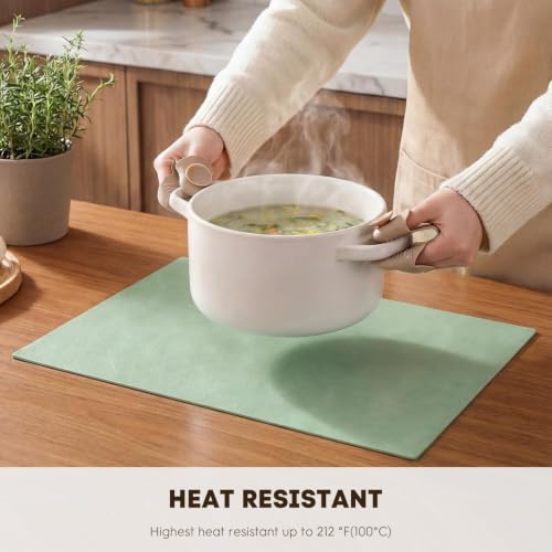 Artoid Mode Sage Faux Leather Placemats Set of 4 - color: Sage, size: 12" x 18", Rectangular Set of 4
