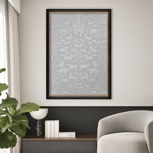 MUDECOR Premium Framed Wall Art Intricate Animal Pattern in Soft Gray Illustrations Impressionism Scenic Colorful for Living Room, Bedroom, Office - 26"x36" Black - color: A07-2308-irs31, size: 36"L x 26"W, style: Black Frame