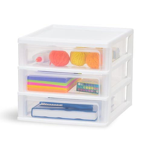 IRIS USA 3-Drawer Medium Stacking Desktop Organizer, White - color: White, style: Medium - 1 Pack