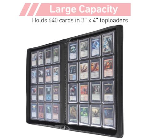 Top Loader Binder 16 Pocket, Holds 640+ Cards in 3" x 4" Toploaders, Ringless 20 Double-Sided Sleeves, Side-Loading, Spine Label with Maker Pen Toploader Binder for TCG, MTG, Sports Cards - color: Light Pink, size: 16-Pocket, Holds 640 Cards