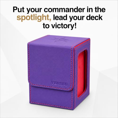 Venssu MTG Deck Box with Commander Display, Fits TCG Cards (Purple&Red) - color: Purple&Red