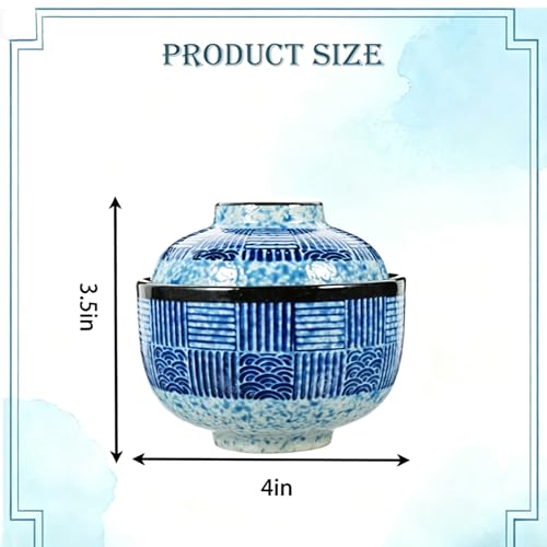 Japanese Ceramic Soup Bowls with Lid & Spoon