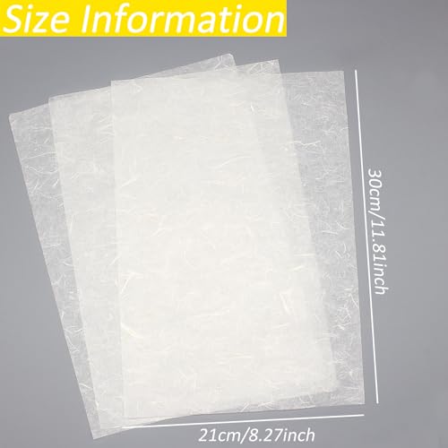 Benvo 50 Sheets A4 Natural Mulberry Paper Visible Plant Fibers Rice Paper Printable Decoupage Tissue Paper Sheets for Writing, Painting, Card Making, DIY Crafts(8.3x11.7in, Semi Transparent Off White) - color: White with Plant Fibers