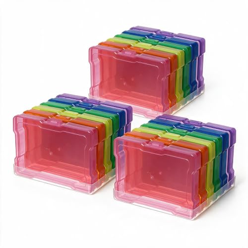 novelinks 6 Pcs 4"x6" Plastic Photo Storage Boxes with Tray (Color 3Pack) - color: Multi-colored 3 Pack