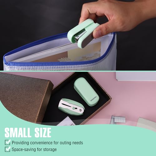 WORKPRO Small Stapler with Staples, Mini Green Stapler Set for Desk - color: Green