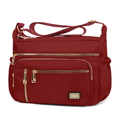 NPBAG Crossbody Bag for Women, Shoulder Purse Handbag Messenger Bag, Trendy Pocketbooks, Waterproof and Multi-Pockets - color: Red