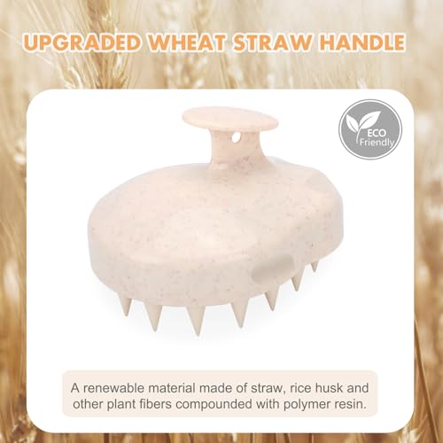 FREATECH Scalp Massager Hair Growth, Scalp Scrubber Shampoo Brush with Soft Silicone Bristles for Dandruff Removal and Hair Care, Wet & Dry Hair Massager Scalp Exfoliator, Beige - color: Beige