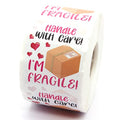 Funny Fragile Stickers,Handle with Care Stickers for Small Business Package Packing 500 Labels Per Roll - color: Handle With Care Sticker