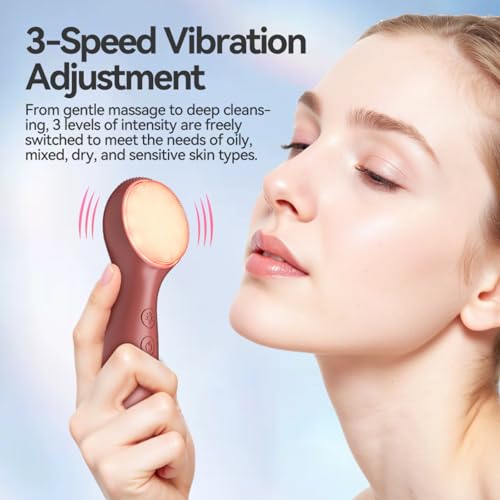Electric Silicone Facial Brush for Deep Cleansing & Massage (Purple) - color: Purple