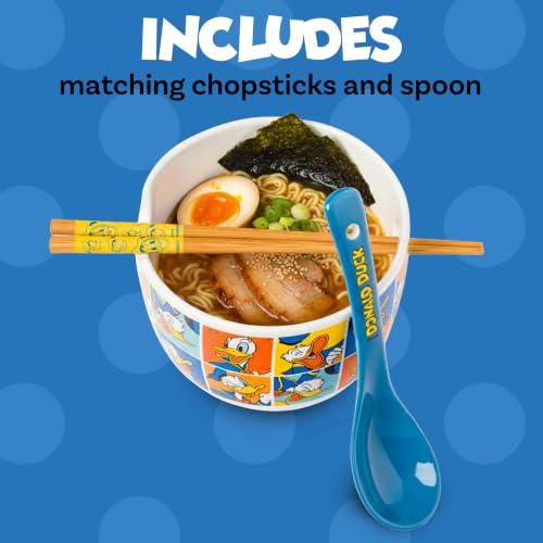 Silver Buffalo Disney Donald Duck, Ramen Bowl with Chopsticks, 20oz - color: Donald Duck Spoon, size: 20 Ounces (With Spoon)