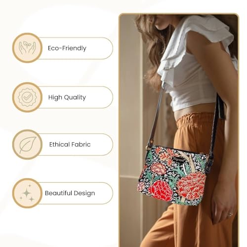 Signare Tapestry Crossbody Bag Sling Shoulder Purse for Women - color: Cray