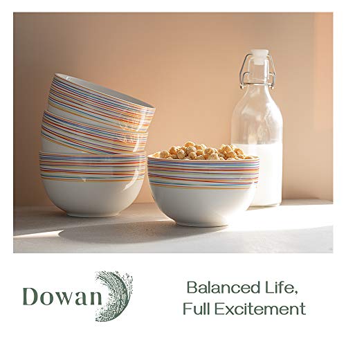 DOWAN 5.8" Deep Soup Bowls & Cereal Bowls - 30 Ounces Large Bowls Set of 4 for Kitchen - Ceramic Bowls for Cereal, Soup, Oatmeal, Salad, Ramen, Noodle, Rice - Dishwasher & Oven Safe (Multi) - color: Rainbow
