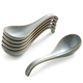 Gomakren Ceramic Chinese Soup Spoon Set of 6, Ramen Spoons 6.5in, Gray - color: Gray