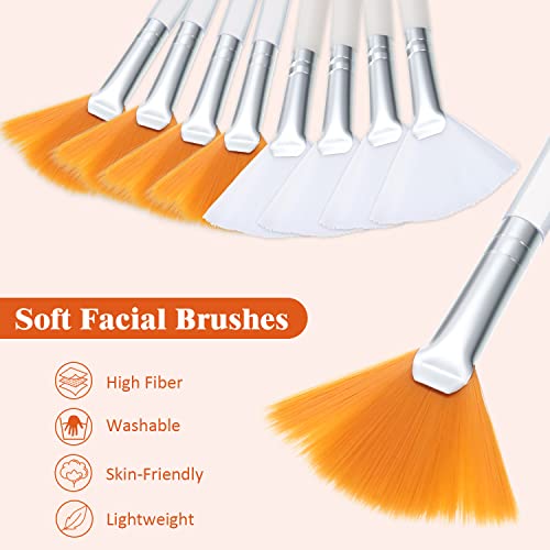 Maitys 9 Pieces Facial Fan Mask Brushes, White, Yellow - color: White, Yellow