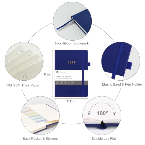 &And Per Se 2027 Planner, 12-Month Monthly & Weekly, 2027 Calendar Planner with 100gsm Paper, A5 Hardcover Faux Leather, 5.7" x 8" (Royal Blue) - color: Royal Blue, size: 5.7" x 8"(Jan 2027-Dec 2027)