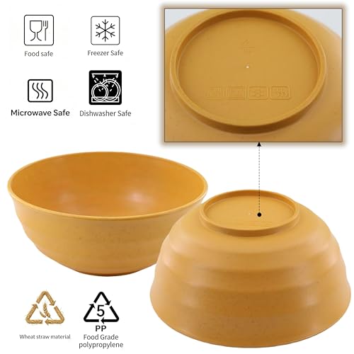 Large 60oz Unbreakable Bowls – Wheat Straw BPA Free Deep Soup Bowls, Microwave Dishwasher Safe for Cereal, Salad, Oatmeal, Ramen – Perfect for Camping & Daily Dining (Bowl-9p without Lid) - color: Bowl-9p without Lid