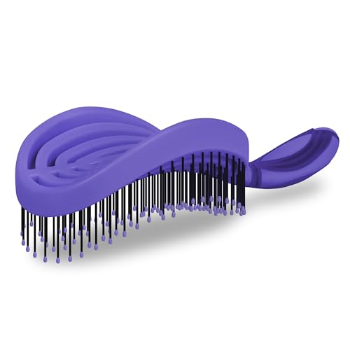 NuWay® DoubleC PRO® Patented Scalp Care Hair Brush – Double Curve Design for Scalp Massage, Professional Blow-Dry Styling, Wet & Dry Hair, All Hair Types (Hyacinth) - color: Hyacinth